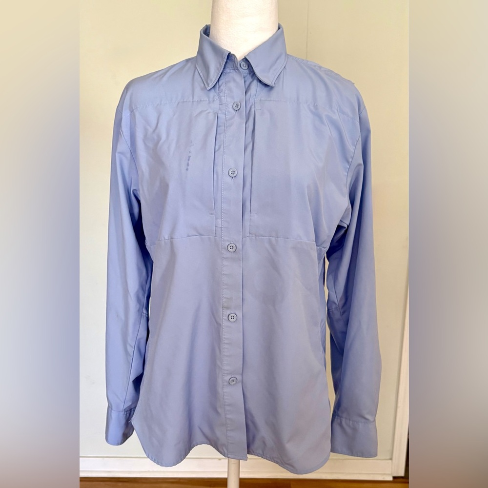 Worldwide Sportsman UPF 50 Blue Vented Shirt, Adjustable Sleeves, Women’s Small